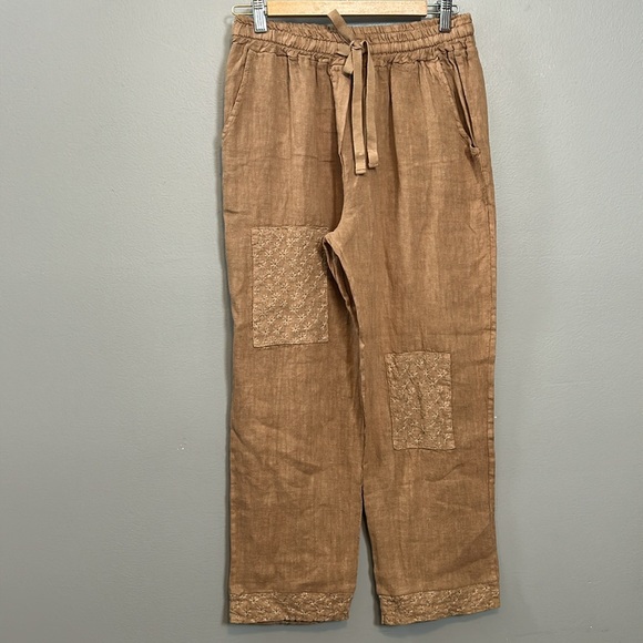 Milio Milano Made in Italy linen khaki linin pants size M - Picture 4 of 11